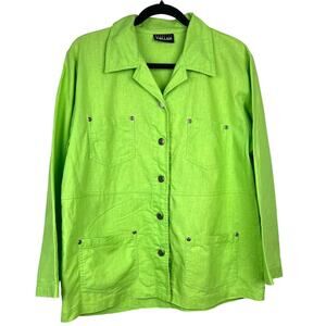 NANNETTE KELLER Lime Green Chore Style Jacket   Petite Medium  Cottagecore